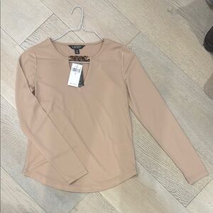 Tan Long Sleeve Top with Tortoiseshell design